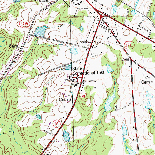 Topographic Map of State Correctional Institute, NC
