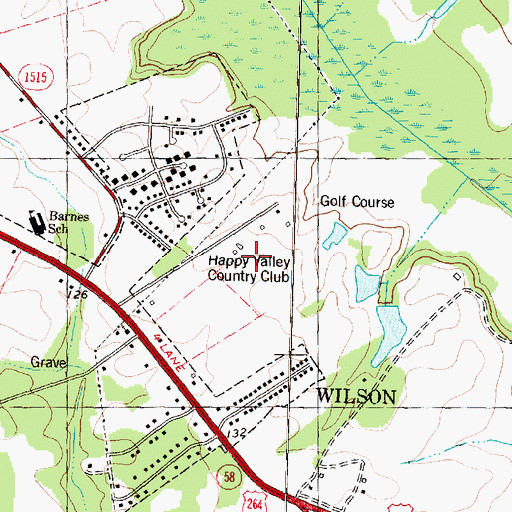 Topographic Map of Happy Valley Country Club, NC