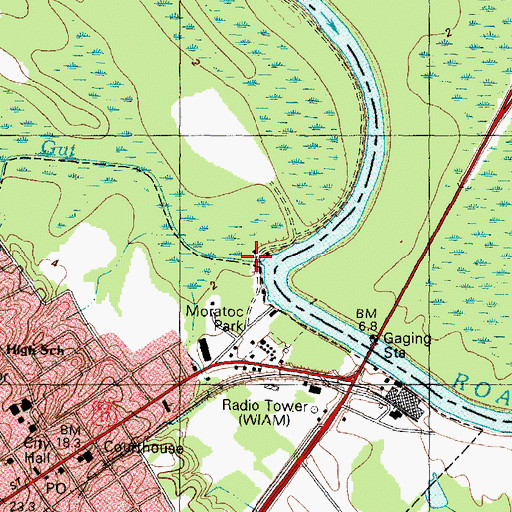 Topographic Map of Skewakee Gut, NC