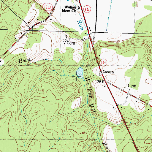 Topographic Map of Powell Run, NC