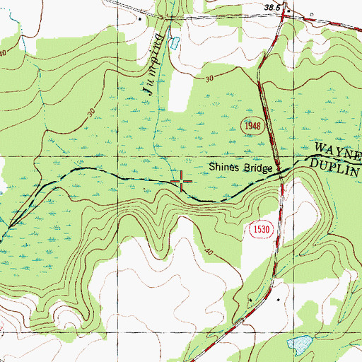 Topographic Map of Jumping Run Branch, NC
