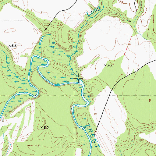 Topographic Map of Long Branch, NC