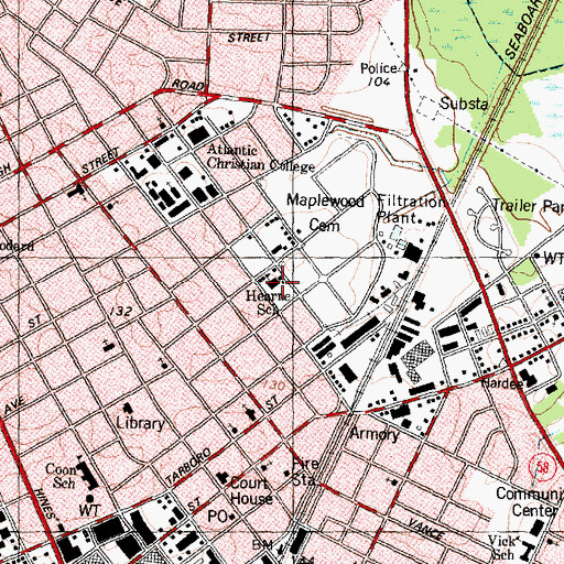 Topographic Map of Hearne School, NC