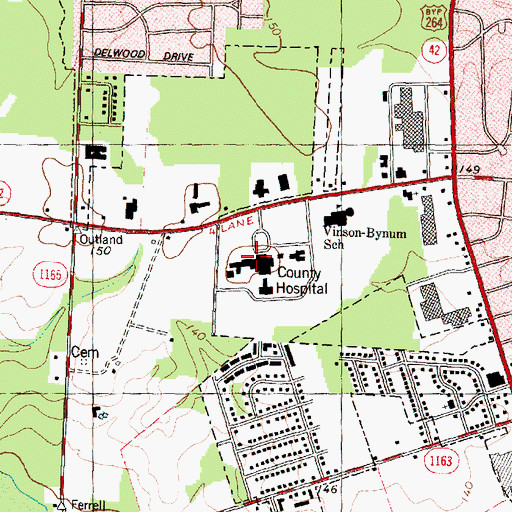 Topographic Map of Wilson Medical Center, NC