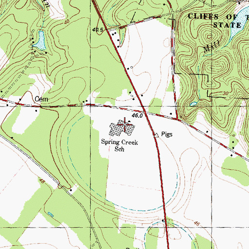 Topographic Map of Spring Creek School, NC