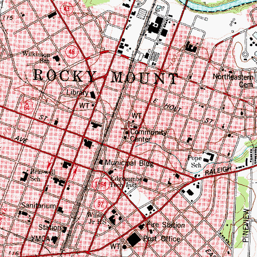 Topographic Map of Rock Mount Community Center, NC