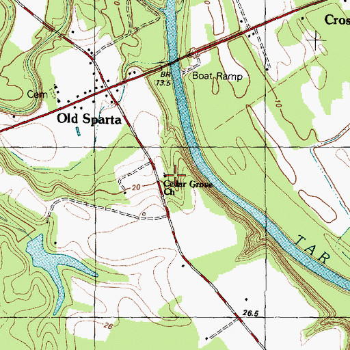 Topographic Map of Cedar Grove Church, NC