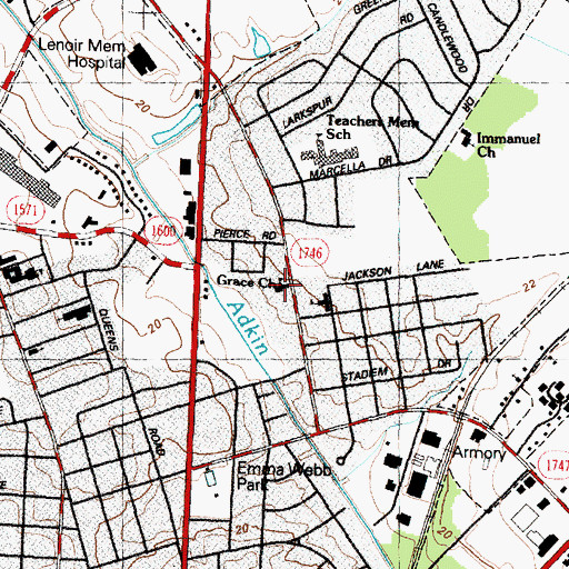 Topographic Map of Grace Church, NC