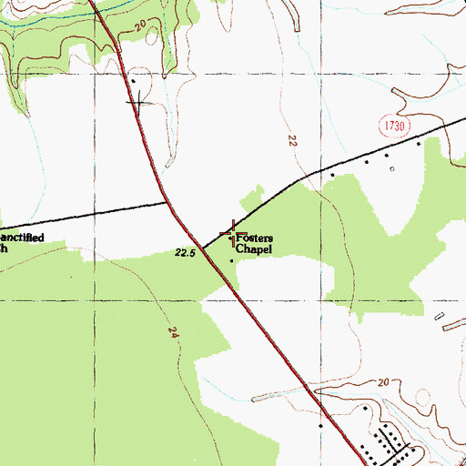 Topographic Map of Fosters Chapel, NC