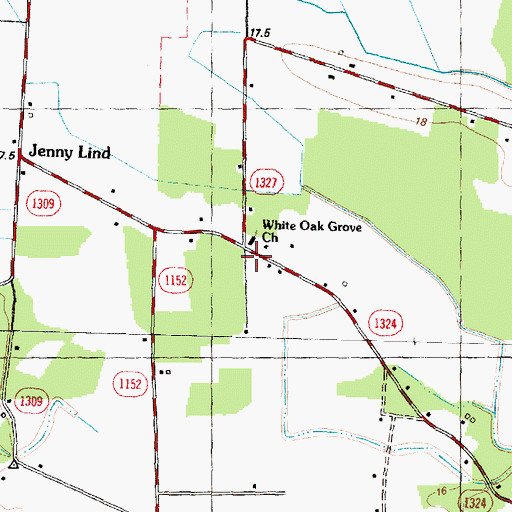 Topographic Map of White Oak Grove Church, NC