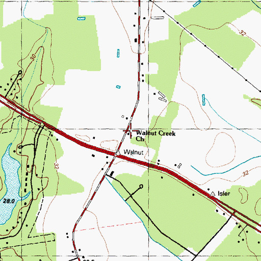 Topographic Map of Walnut Creek Church, NC