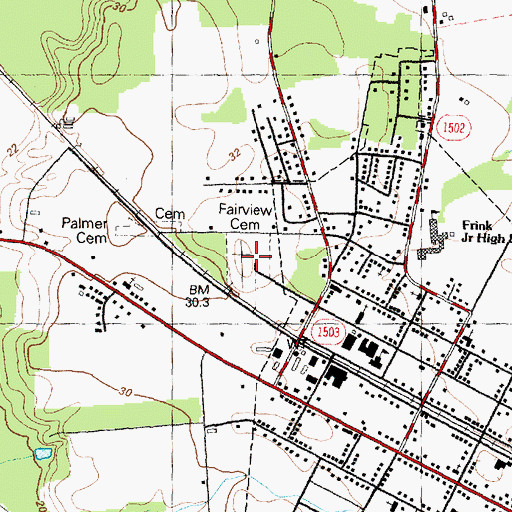 Topographic Map of Fairview Cemetery, NC