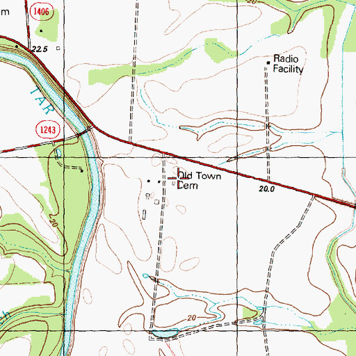 Topographic Map of Old Town Cemetery, NC