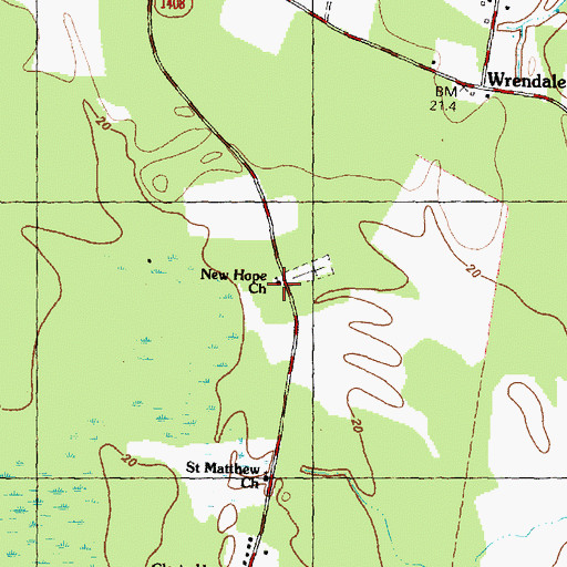 Topographic Map of New Hope Church, NC