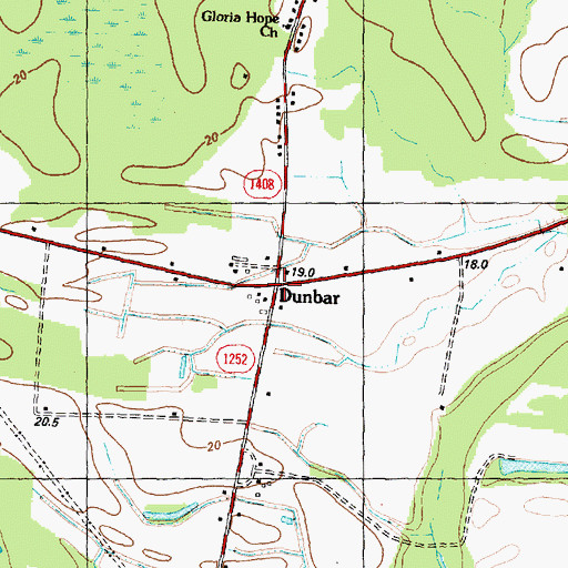 Topographic Map of Dunbar, NC