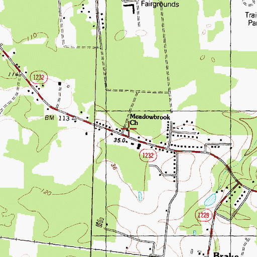 Topographic Map of Meadowbrook Church, NC