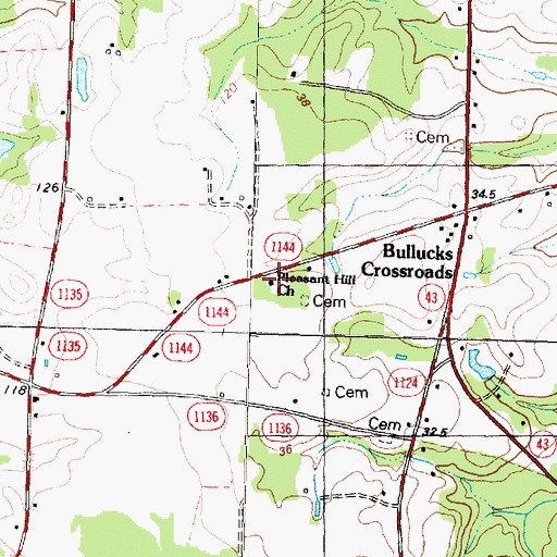 Topographic Map of Pleasant Hill Church, NC