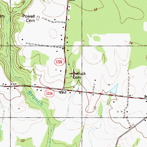 Topographic Map of Bulluck Cemetery, NC