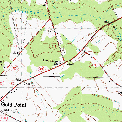 Topographic Map of Zion Grove Church, NC