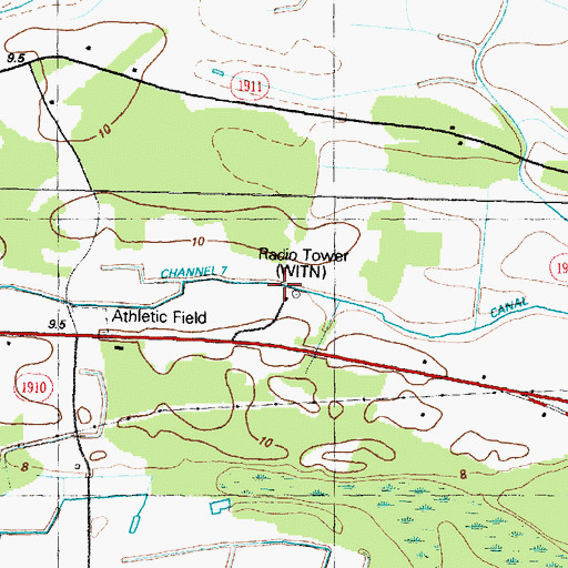 Topographic Map of Channel 7 Canal, NC