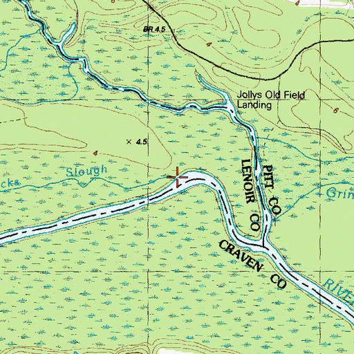 Topographic Map of Jacks Slough, NC