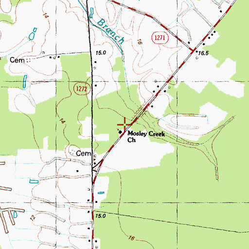 Topographic Map of Mosley Creek Church, NC