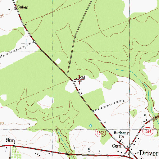 Topographic Map of Ocal Church, NC