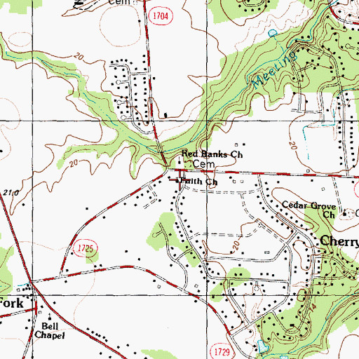 Topographic Map of Faith Church, NC