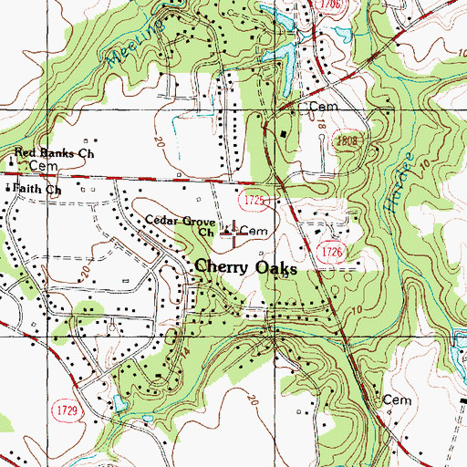 Topographic Map of Cedar Grove Church, NC