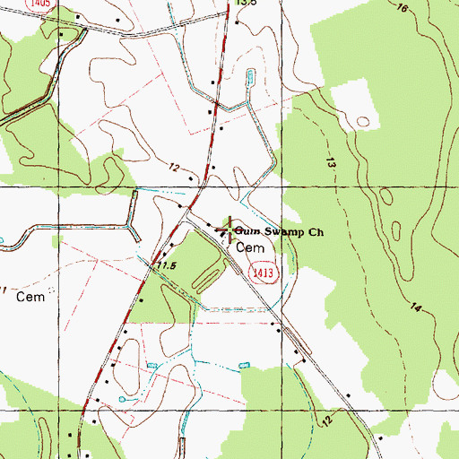 Topographic Map of Gum Swamp Church, NC