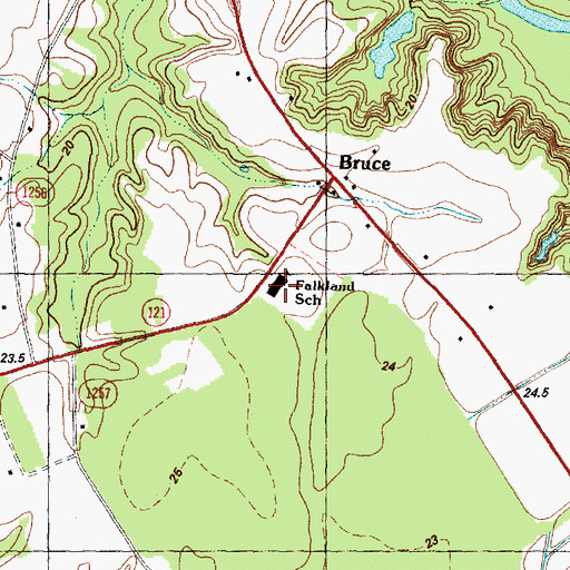 Topographic Map of Falkland School, NC