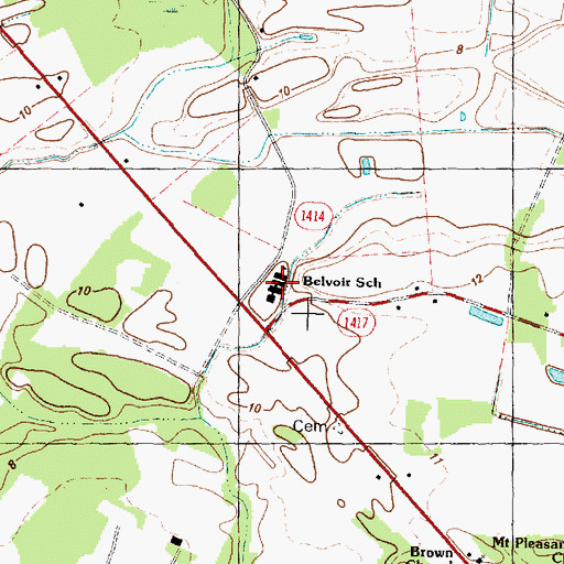 Topographic Map of Belvoir School, NC