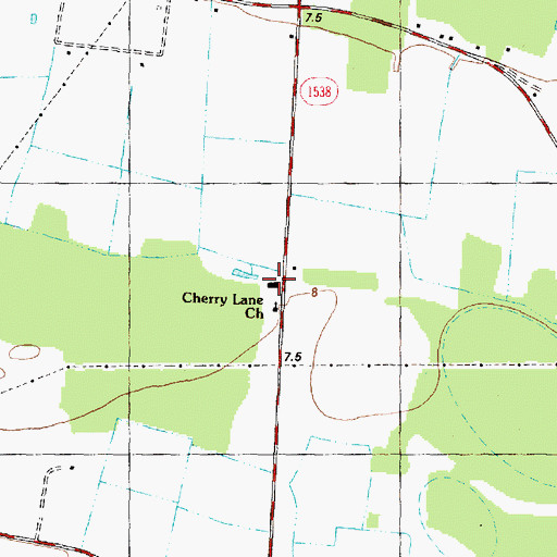 Topographic Map of Cherry Lane Church, NC