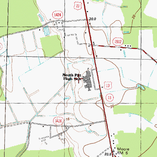 Topographic Map of North Pitt High School, NC