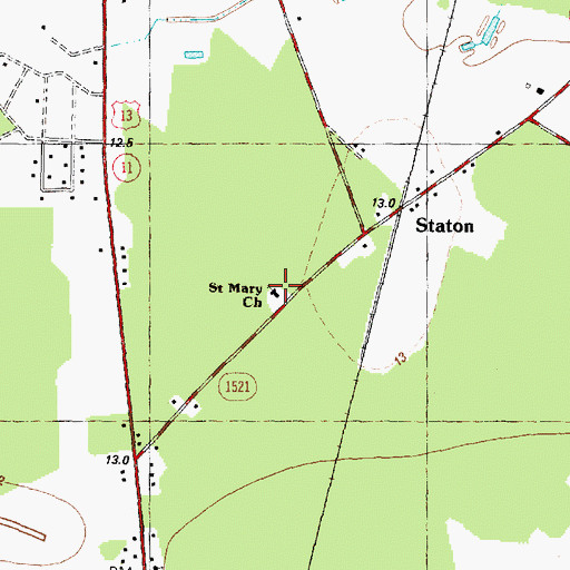 Topographic Map of Saint Mary Church, NC