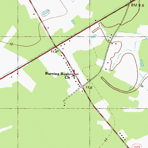 Topographic Map of Burning Bush Church, NC