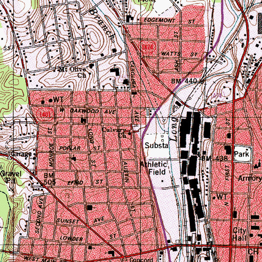 Topographic Map of Calvary Church, NC