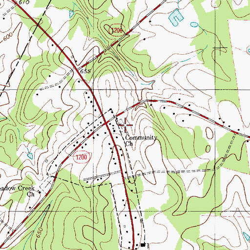 Topographic Map of Community Church, NC