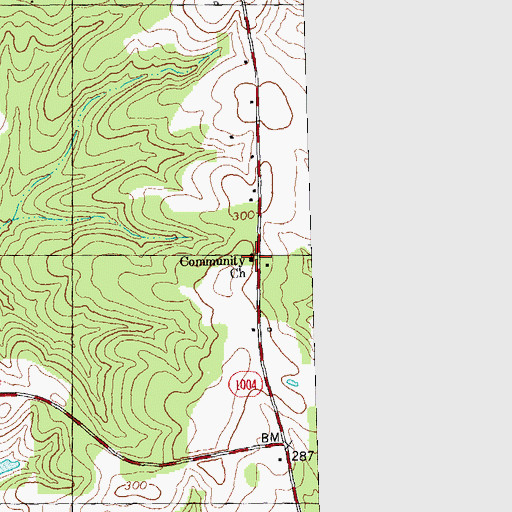 Topographic Map of Community Church, NC