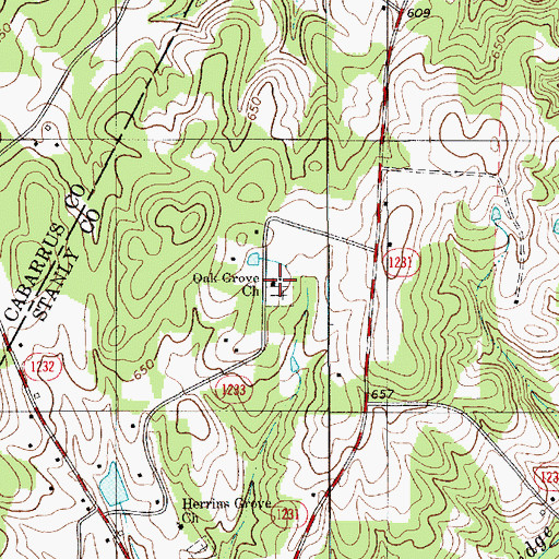 Topographic Map of Oak Grove Church, NC