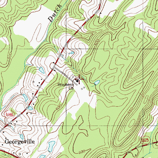 Topographic Map of Stephens Church, NC