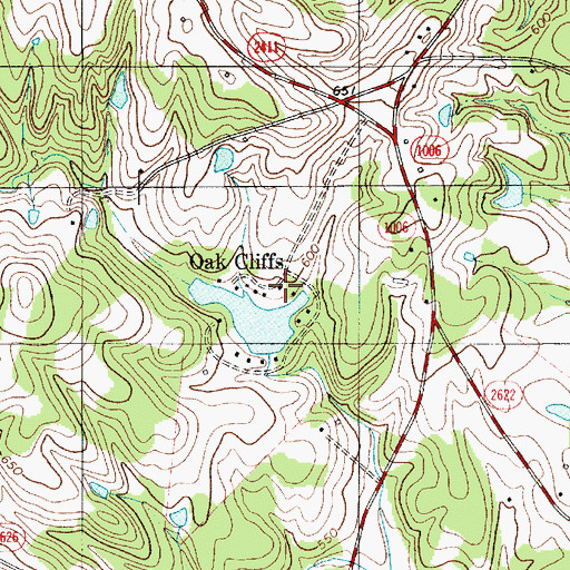 Topographic Map of Oak Cliffs, NC
