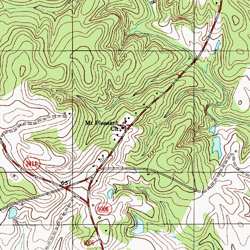 Topographic Map of Mount Pleasant Church, NC