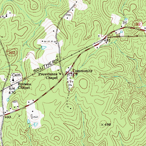 Topographic Map of Community Church, NC