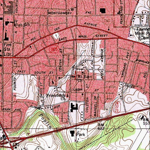 Topographic Map of Mount Zion Church, NC