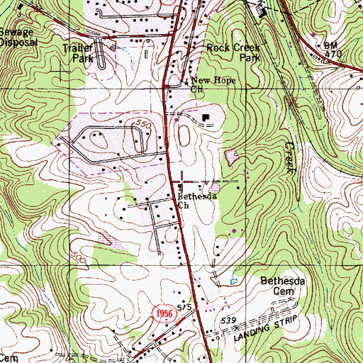 Topographic Map of Bethesda Church, NC