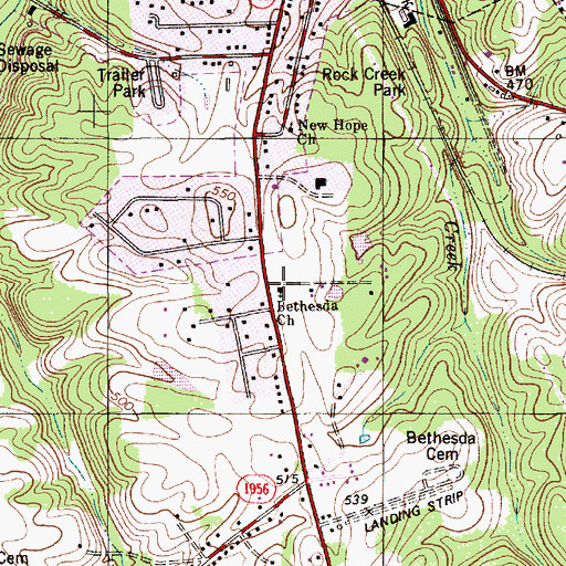 Topographic Map of Bethesda Church, NC