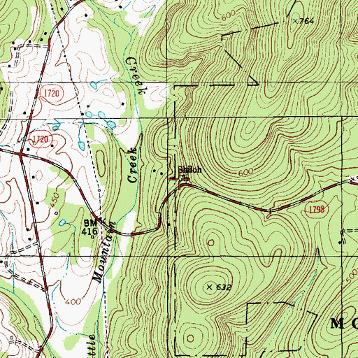 Topographic Map of Shiloh Church, NC