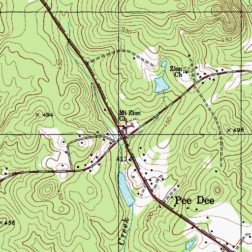 Topographic Map of Mount Zion Church, NC