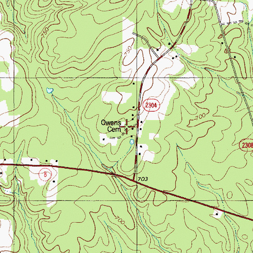 Topographic Map of Owens Cemetery, NC